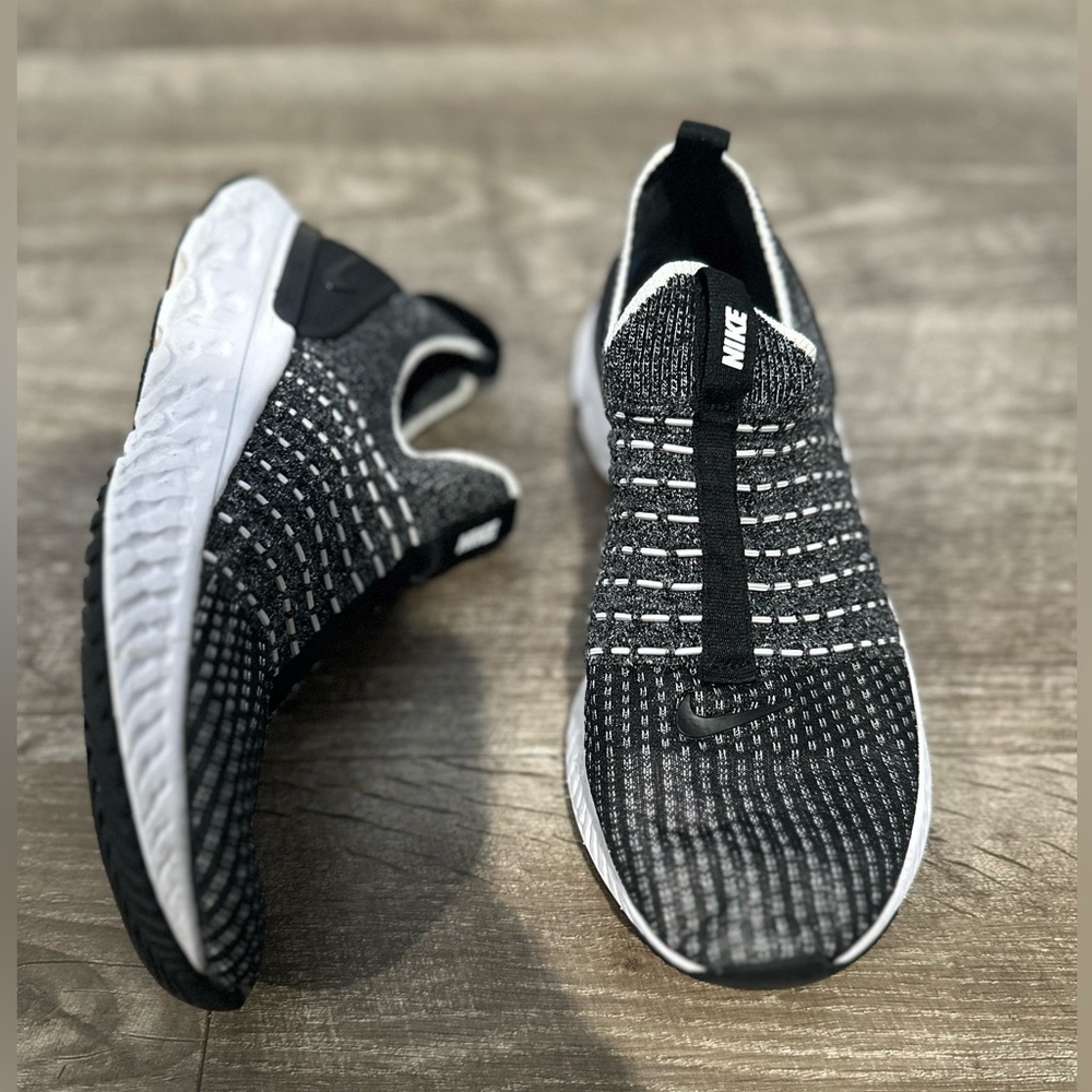 Nike Black and White Slip-On Athletic Shoes